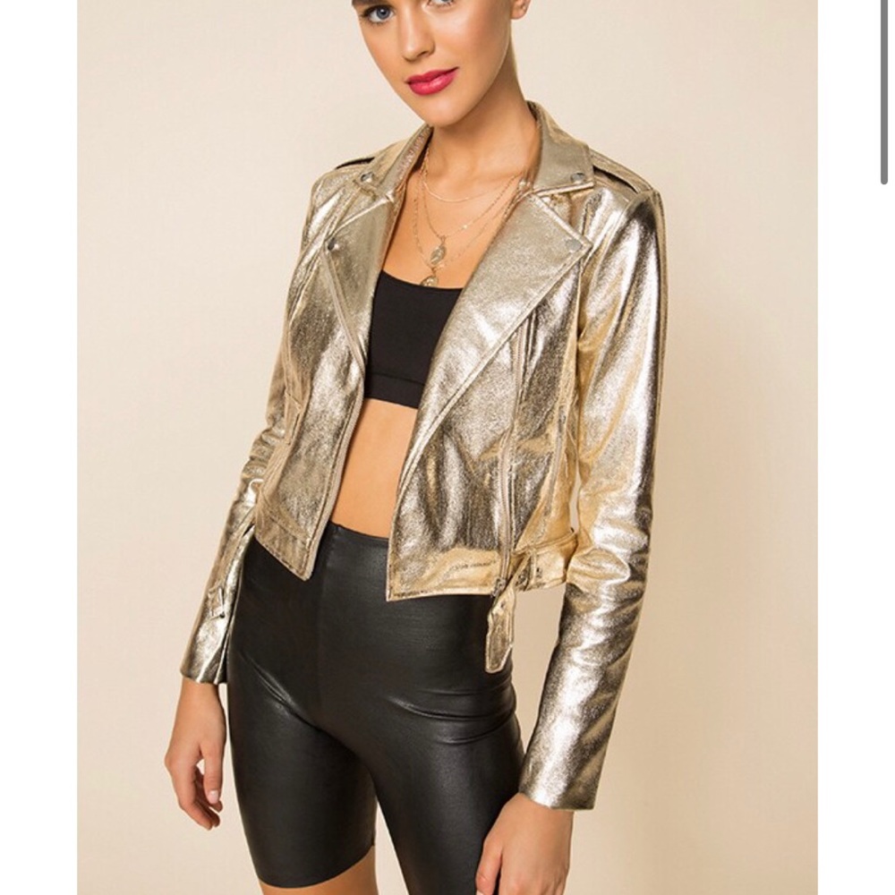 SOLD Superdown Gold Aurelia Moto Jacket - Small